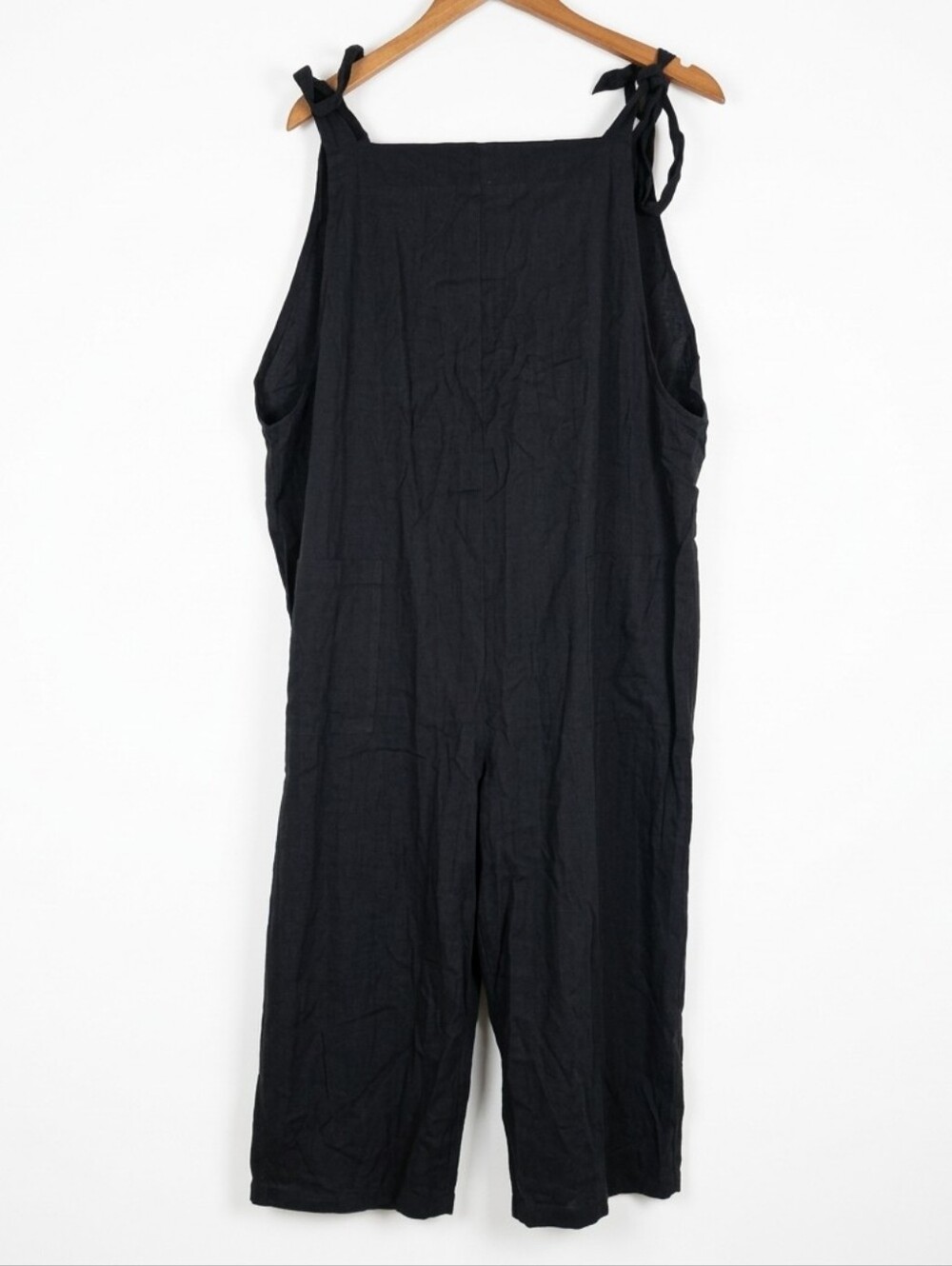 NWT HATCH Women's The Nanette Coverup Black Linen Tie Strap Jumpsuit Size 4